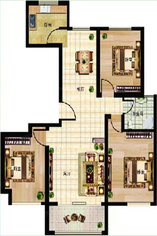 毛坯3室2廳1衛127m289萬元