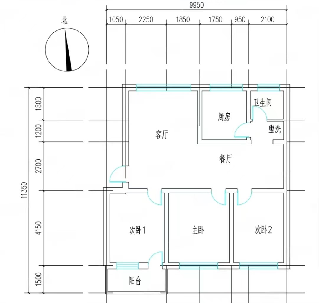 普通裝修3室2廳1衛(wèi)101m290萬元
