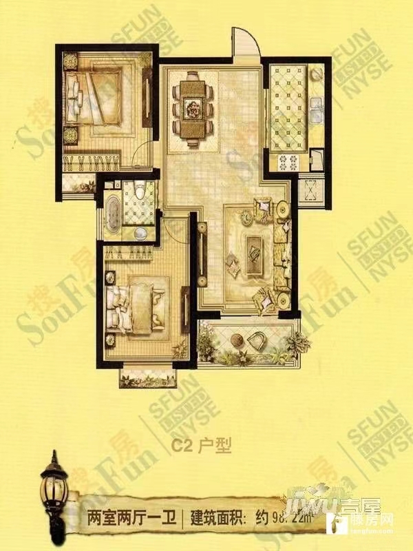 毛坯2室1廳1衛99m273萬元
